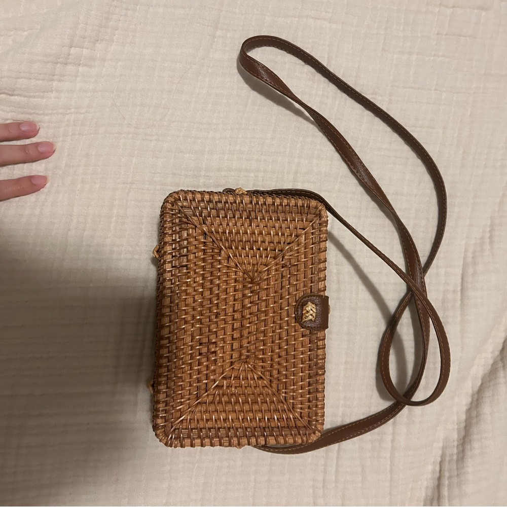 Brown Woven Crossbody Bag